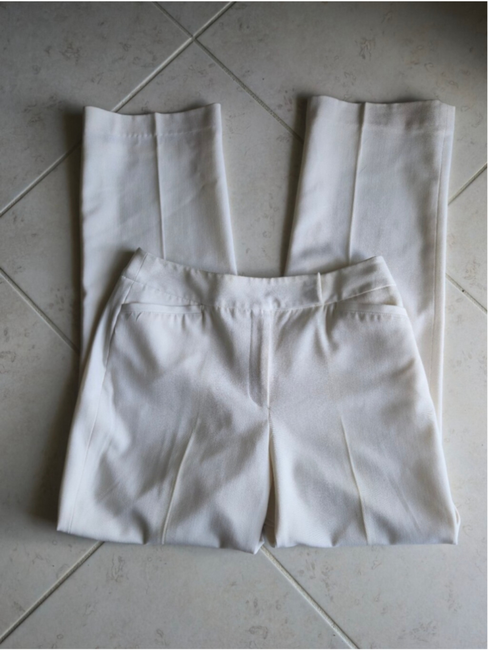 Rafaella Off-White Tailored High-Rise Work Trousers. Size 6